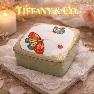 Tiffany & Co. Limoges Porcelain Trinket Box Butterfly France 2000